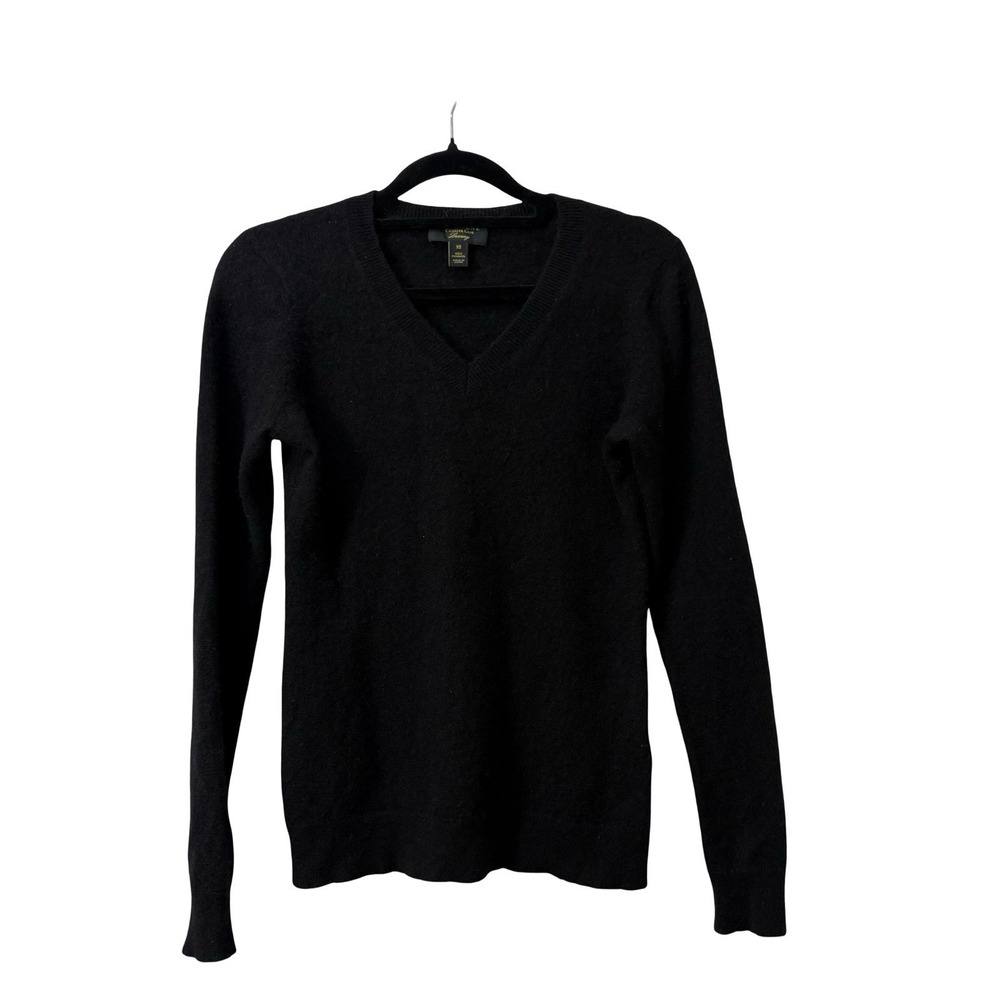 Charter Club Luxury Black 100% Cashmere V Neck Sweater Size XS *Read Description